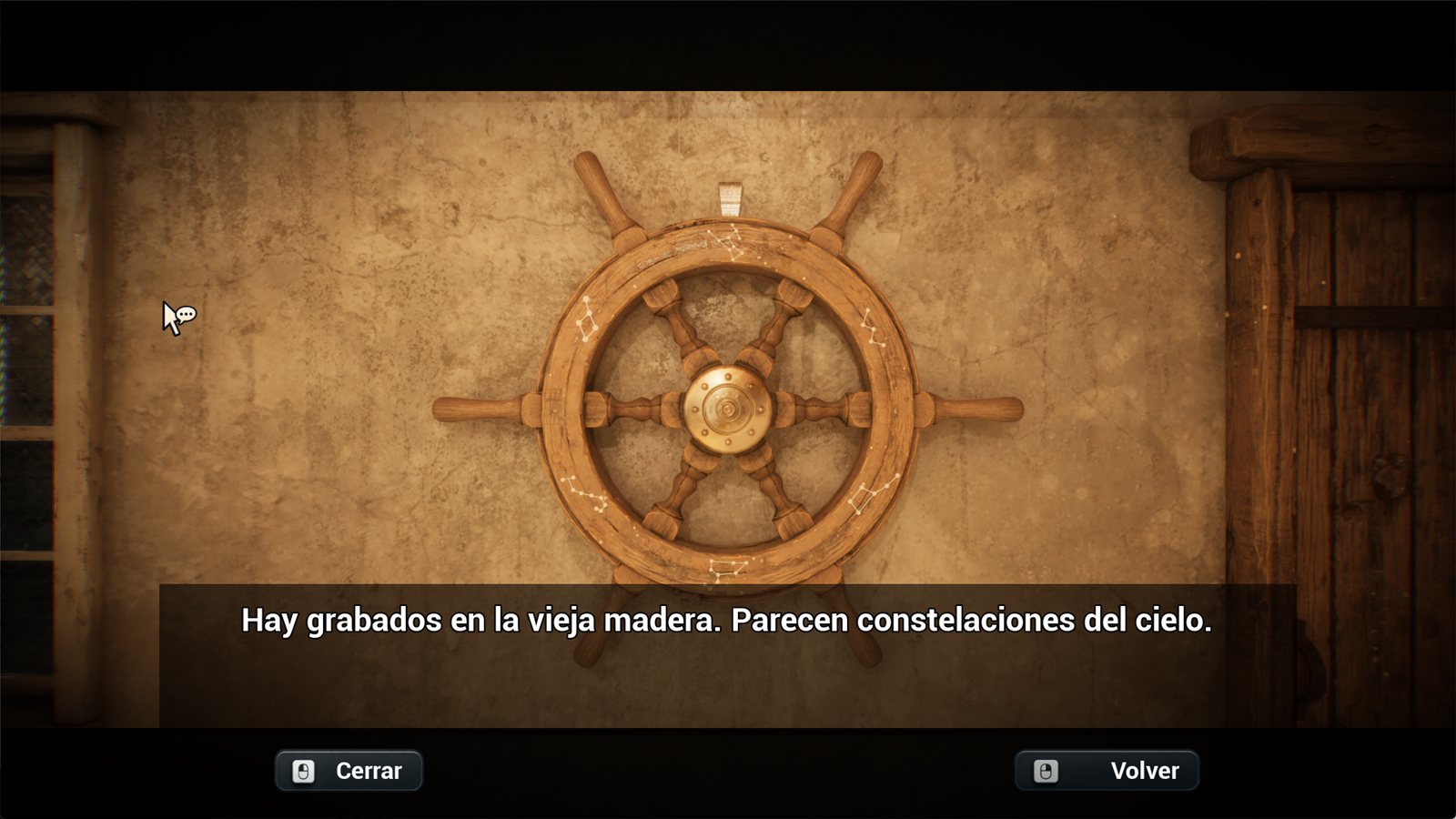 Un timón con constelaciones talladas