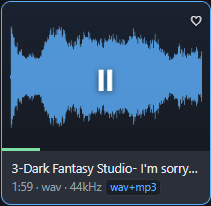 An audio card playing after a single click